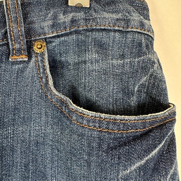 LRL Lauren Jeans Co Denim Pencil Skirt Women's Size 4P Blue Slit Knee Length 90s - Picture 4 of 11